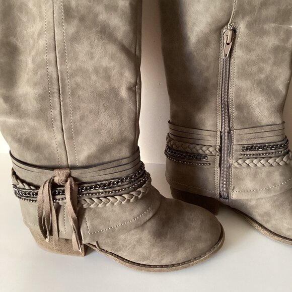 JellyPop Girls Brown Boots Decorative Ankle Feature Side Zipper Closure - Picture 5 of 10